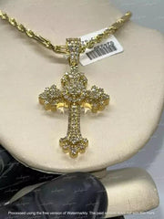 3.0 Ct Round Cut Lab-Created Diamond Men's Cross Pendant 14k Yellow Gold Plated Ideal Birthday Gift No Chain