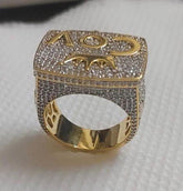 Customized 5.00CT Round Cut Moissanite Men's Ring | 14K Yellow Gold Plated | Sterling Silver | Handmade, Gift for Anniversary