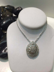 3Ct Round Cut Real Moissanite Cluster Pendant 14K White Gold Plated Free Chain