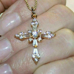 2.20 Ct Baguette Cut Diamond Cross Pendant Necklace 14K Yellow Gold Plated Birthday gifts No Chain