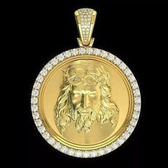 14kt Gesu' yellow white gold Plated pendant locket Real Moissanite fashion religious fashion handmade gift made in italy precious luminous