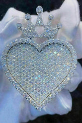 Real Moissanite 3.20 Ct Round Cut Heart Pendant 14K White Gold Plated Ideal Birthday Gift