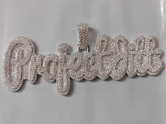 Custom Moissanite Name Pendant, 14K White Gold Plated, 3.00ct VVS Moissanite, Sterling Silver, Personalized Jewelry Gift for Men & Women