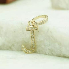 0.45 Ct Round Diamond Initial J Letter Pendant Necklace 14k Yellow Gold Plated Birthday gifts No Chain