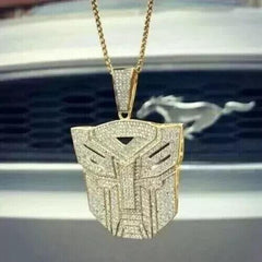 3Ct Round Cut Moissanite Men's Pendant, 14K Yellow Gold-Plated, Luxury Jewelry for Men, Statement Pendant Necklace, Gift for Him