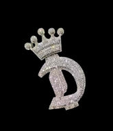 2.0 Ct Round Cut Moissanite Custom D Letter Men's Pendant 14K White Gold Plated Birthday Gifts No Chain