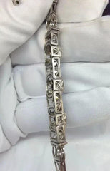 Tennis Silver Bracelet Art deco Style Blue White Sapphire & Lab Created Diamond