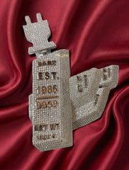 Custom Real Moissanite Men's Pendant in Sterling Silver with 14K White Gold Plating | Personalized Moissanite Jewelry | Men's Luxury Gift