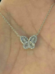 Pretty 2.0 Ct Round Cut Diamond Butterfly Pendant 14K White Gold Plated Free Chain Birthday Gift