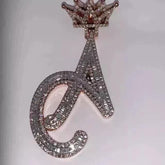 2.50 Ct Round Cut Real Moissanite Customize Letter Pendant 14K Rose Gold Plated Birthday gifts No Chain