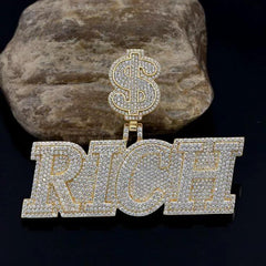 4.0 Ct Round Cut Real Moissanite Customize Name Men's Pendant 14K Yellow Gold Plated Birthday Gift No Chain