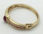 Ladies 14K Yellow Gold Finish Oval Cut Ruby Bangle Bracelet Estate 6.55Ct
