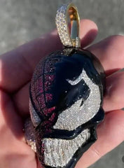 Men's 5Ct Real Moissanite Spiderman Mask Enamel Pendant 14k Yellow Gold Plated