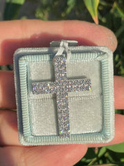 2.58 Ct Real Moissanite Cross Pendant, 14K White Gold Plated, Sterling Silver Necklace, Religious Jewelry,Gift for Her, Elegant Cross Charm