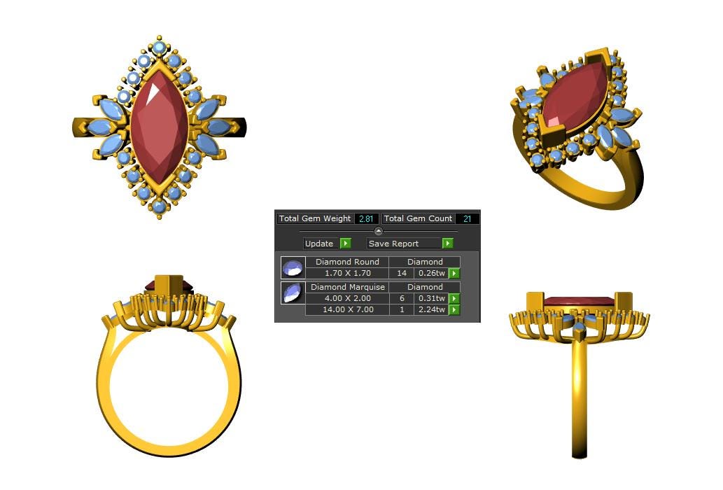 3.21 CT Red Ruby Women's Engagement Ring – Sterling Silver with 14K Gold Plating, Perfect for Weddings & Proposals