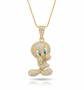 1.90Ct Round Cut Real Moissanite Cartoon Charm Pendant 14K Yellow Gold Plated For Man Gift