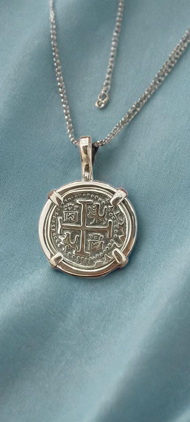 ATOCHA Solid Silver Coin Pendant | Authentic Treasure Jewelry | 952 Silver with Gold Plating | Historical Replica | Nautical | Pirate Coin