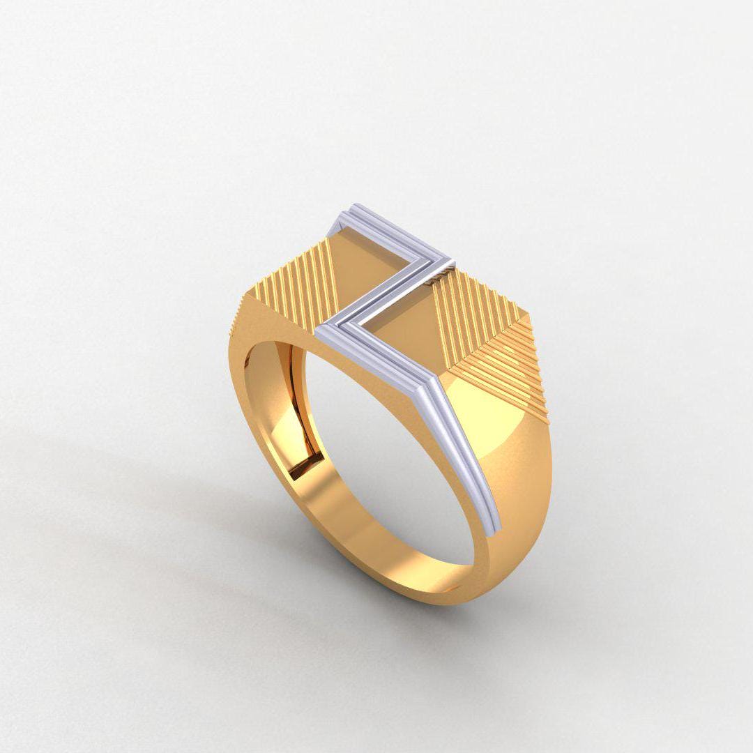 Luxury Men's 925 Silver Ring, 14K White & Yellow Gold Plating, High Quality, Diamond-Free Band, Perfect Gift for Him, Wedding or Casual Wear