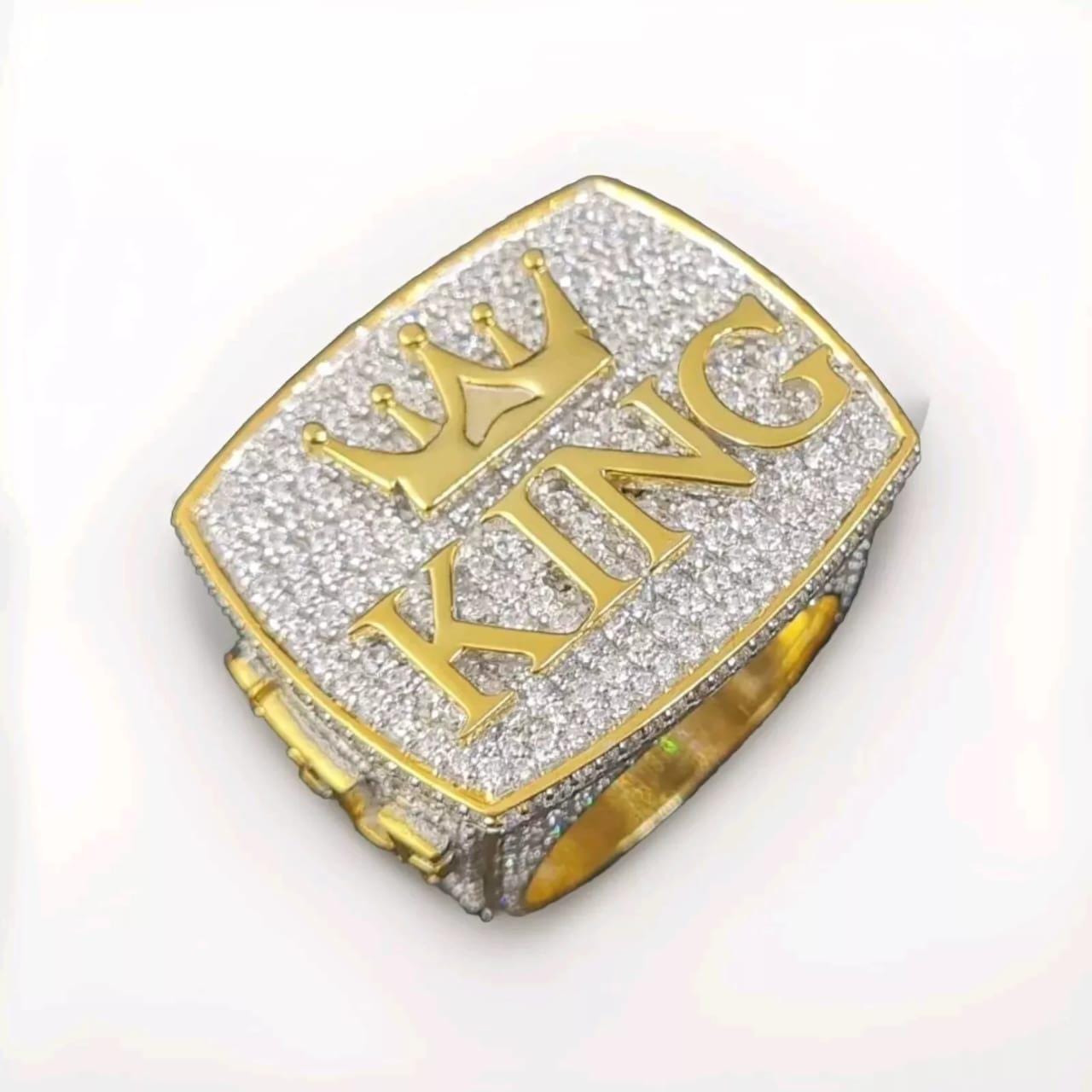 4 Ctw Round Men's Real Moissanite KING SELF Ring - Sterling Silver with 14K White & Yellow Gold Plating, Jewelry Gift,