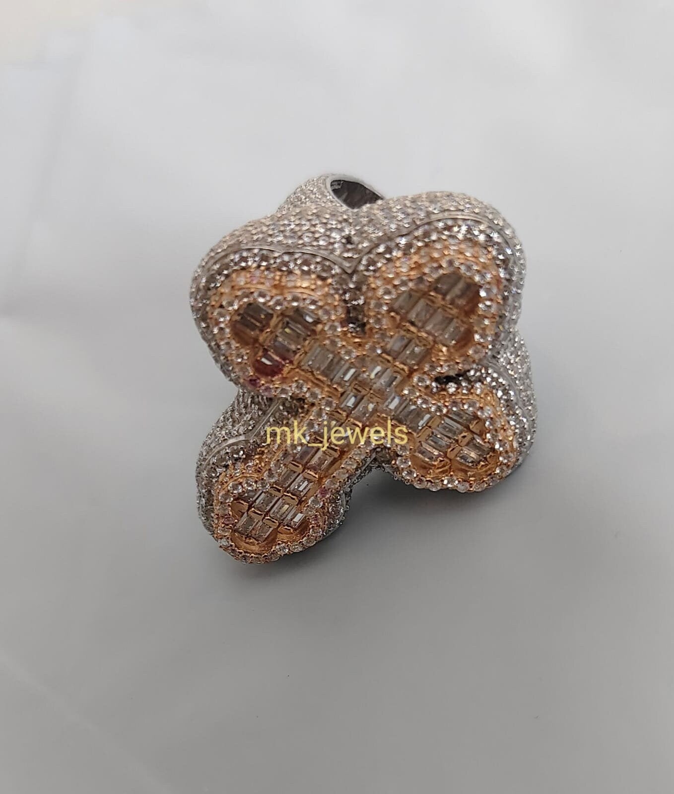 Customized 5.00CT Round Cut Moissanite Cross Ring | 14K Two-Tone Gold Plated | Sterling Silver | Handmade