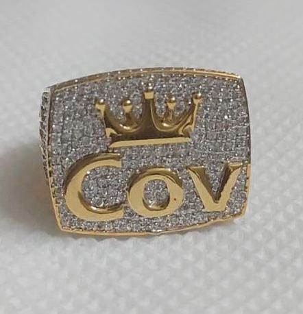 Customized 5.00CT Round Cut Moissanite Men's Ring | 14K Yellow Gold Plated | Sterling Silver | Handmade, Gift for Anniversary