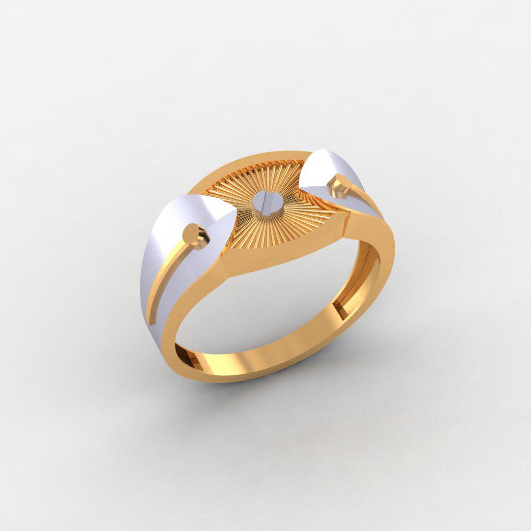 14K Yellow & White Gold-Plated Men's Ring, 925 Silver, No Diamonds, Trendy, High Polish Finish, Gift for Men, Comfort Fit Band