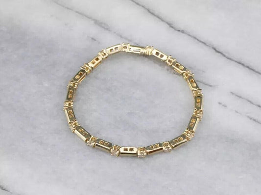 14K Yellow Gold Plated 4Ct Diamond Round Cut Lab-Created Women's Tennis Bracelet