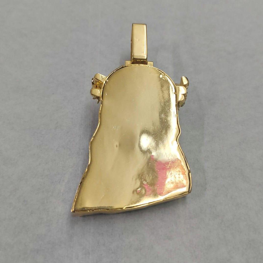 JUSUS FACE Pendant Pendant, 14k Yellow Gold Plated-Sterling Silver with Moissanite, Personalized Gift for Anniversary, Birthday, Christmas