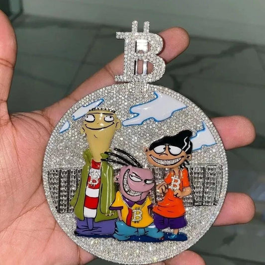 5Ct Round Cut Moissanite Men's Custom Pendant 14K White Gold Plated