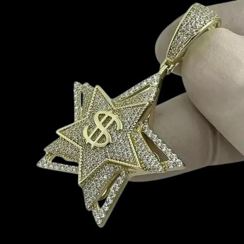 2.0 Ct Round Cut Real Moissanite Super Star Pendant 14K Yellow Gold Silver Plated  Birthday Gift