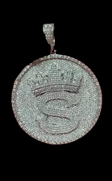 3.0 Ct Round Cut Lab-Created Moissanite Custom Letter Pendant White Gold Plated Birthday Gifts No chain