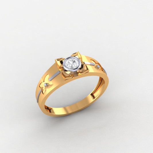 Men’s 14K Gold-Plated Ring, 925 Sterling Silver, Yellow & White Finish, Diamond-Free, Comfort Fit, Classic Gift for Him, High Polish