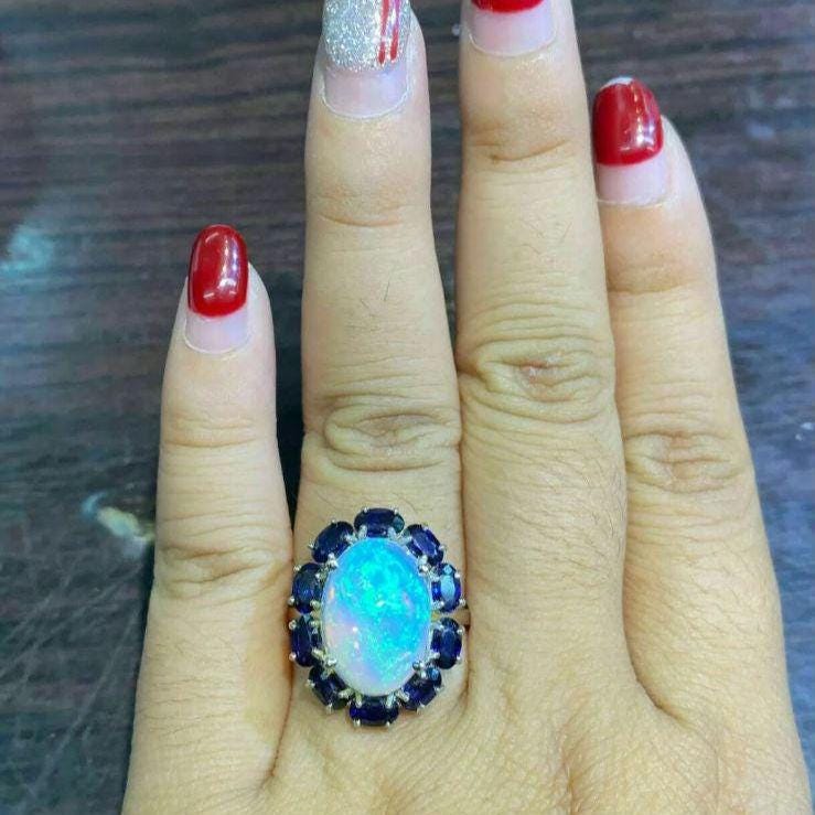 4ct Real Fire Opal Pendant Necklace for Women, 14k White Gold Plated Sterling Silver, Elegant Jewelry Gift for Birthdays & Anniversaries