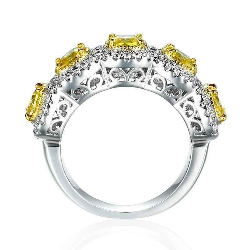 Sterling Silver 2.86 CT Lab-Created Diamond Engagement Ring with 14K Yellow Gold Plating – Gift for Her, Bridal Jewelry