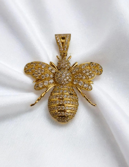 2 Ct Moissanite Honeybee Pendant for Men & Women - Sterling Silver with 14K Yellow Gold Plating