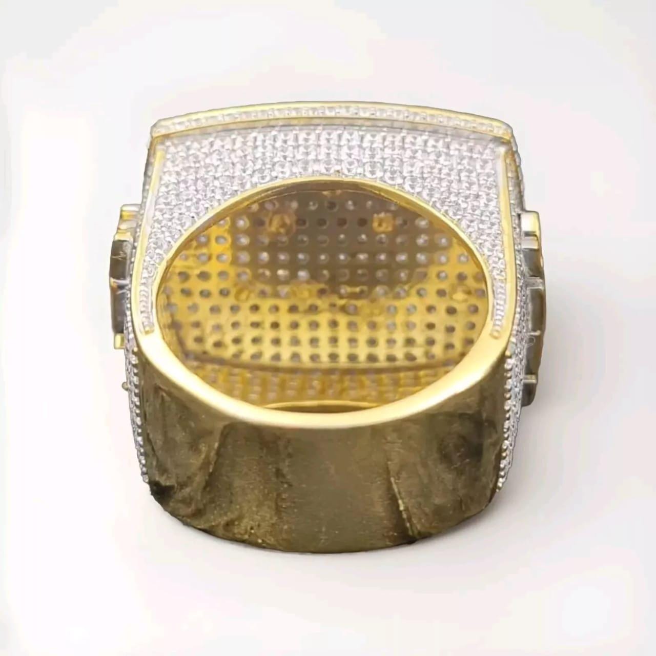 4 Ctw Round Men's Real Moissanite KING SELF Ring - Sterling Silver with 14K White & Yellow Gold Plating, Jewelry Gift,