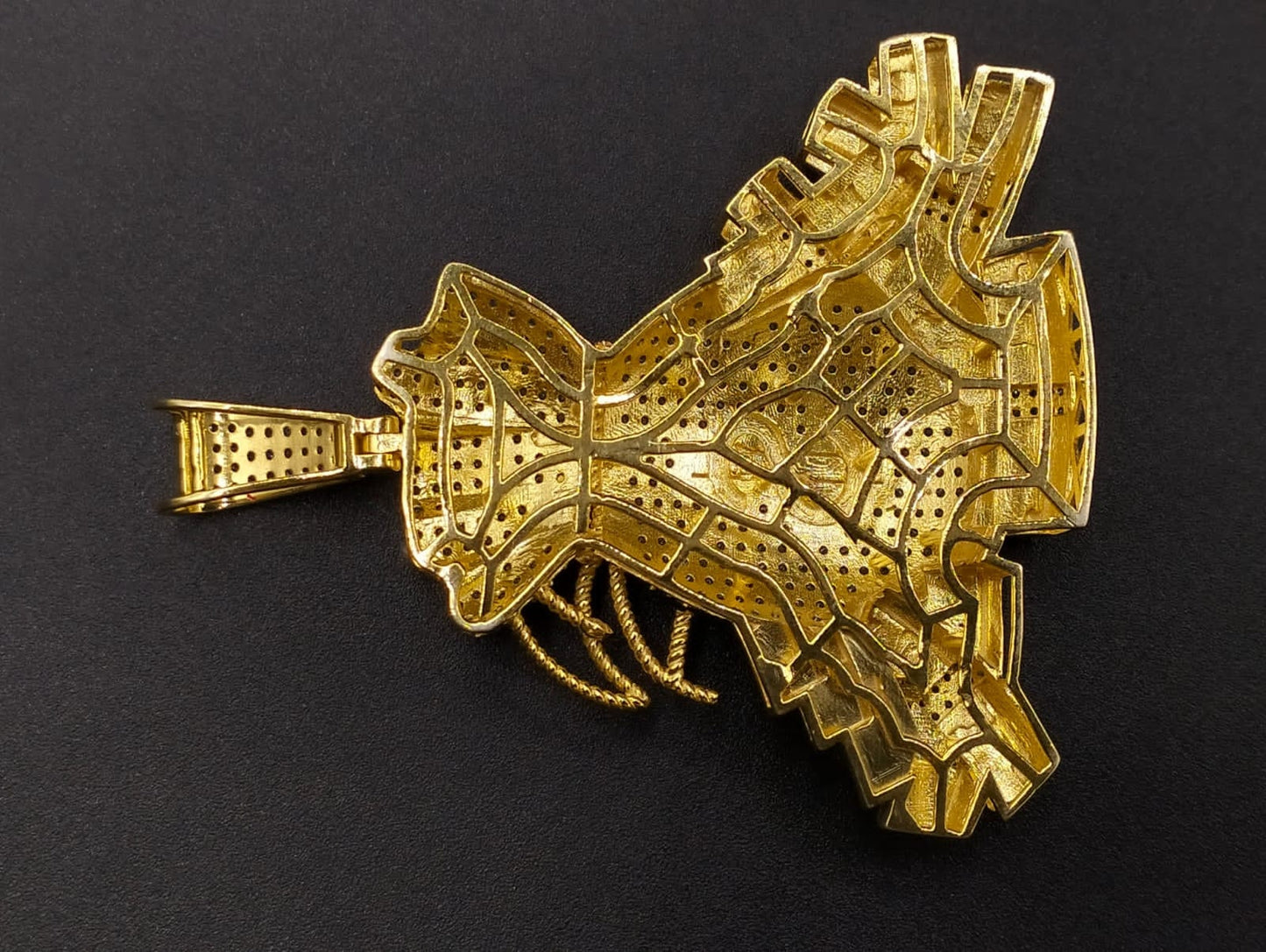 14k Yellow Gold Plated Dollar Bag Pendant Charm - Sterling Silver with Moissanite, Personalized Gift for Anniversary, Birthday, Christmas