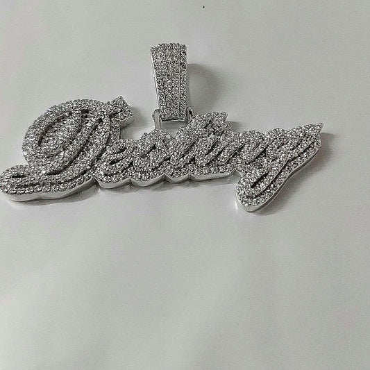 Real Moissanite Pendant| 3ctw Men's Customisable "NAME Pendant"| Custom Charm| Hip Hop Pendant | Moissanite Pendant| Birthday Gift