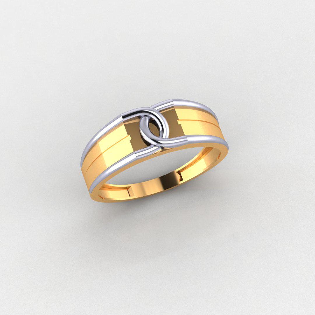 925 Sterling Silver Men's Ring, 14K Yellow & White Gold Plated, Durable, Diamond-Free, Gift for Him, Comfort Fit Band, High Polish