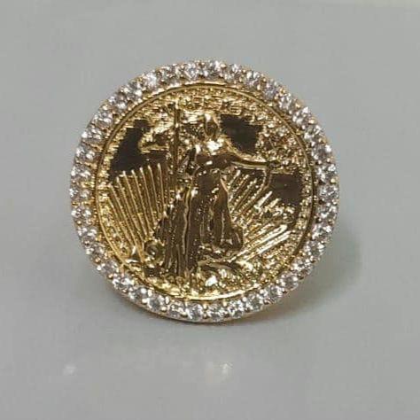 2ct Real Moissanite Liberty Ring for Men, 14k Yellow Gold Plated Sterling Silver, Timeless Design, Perfect Gift for Him