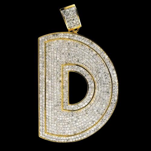 4.00 Ct Round Real Moissanite Mens Initial D Pendant 14k Yellow Gold Plated Jewelry Gift for Men & Women