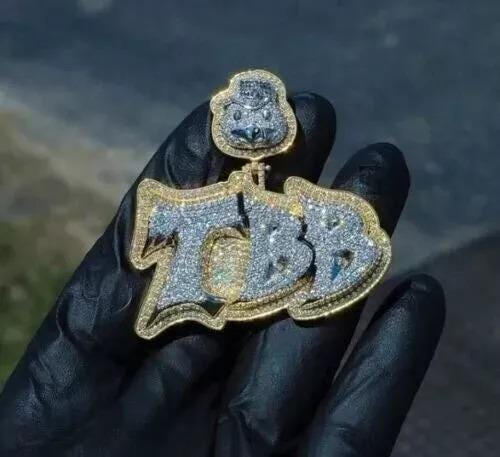 3.30 Ct Round Cut Real Moissanite Custom Letter Men's Pendant 925 Sterling Silver  Ideal Birthday Gift No Chain