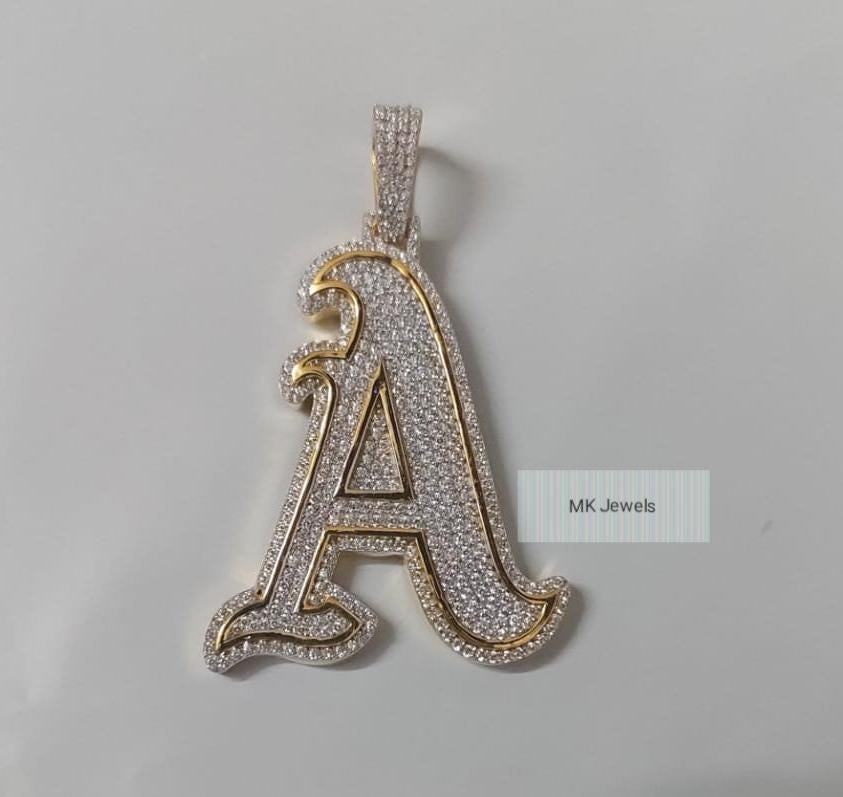 2 inch Custom Moissanite Pendant| 3ctw Men's Custom Letter "A" Pendant| Custom Charm| Hip Hop Pendant | Moissanite Pendant | Birthday Gift