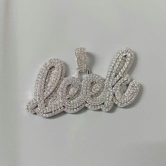 Real Moissanite Pendant| 2ctw Men's Customisable "NAME Pendant"| Custom Charm| Hip Hop Pendant | Moissanite Pendant| Birthday Gift, ice-Out