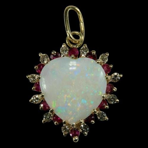 3.0 Ct heart Cut Fire Opal & Red Ruby Diamond Pendant Necklace 14k Yellow Gold Plated Birthday Gift No Chain
