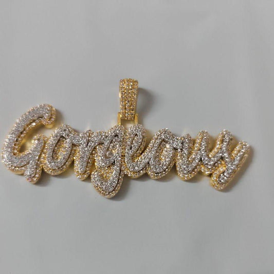 Moissanite Name Necklace, 3ct Real Moissanite, Sterling Silver, Custom Name Pendant, Gift for Him, Birthday, Anniversary, Gift for Her