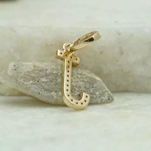 0.45 Ct Round Diamond Initial J Letter Pendant Necklace 14k Yellow Gold Plated Birthday gifts No Chain