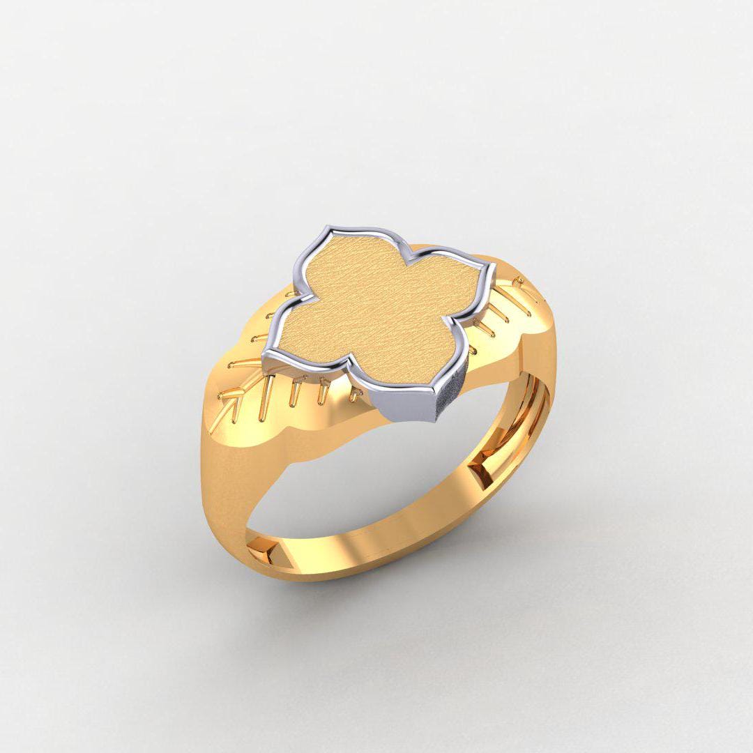 Men’s 14K Gold-Plated Ring, 925 Sterling Silver, Yellow & White Finish, Diamond-Free, Comfort Fit, Classic Gift for Him, High Polish