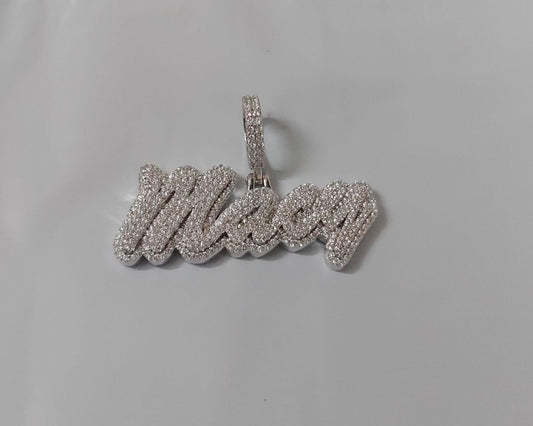 Custom 3Ct Moissanite Script Name Pendant – Silver Necklace with Shining Stone – Luxury Gift with Shining Stone, personalized necklace
