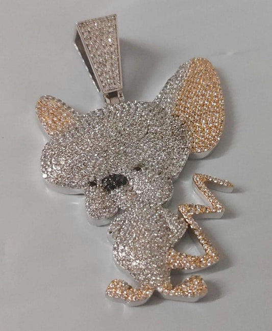 2.5-Inch 3D Cartoon Pendant in 925 Sterling Silver with VVS Colorless Moissanite – Trendy Designer Jewelry"